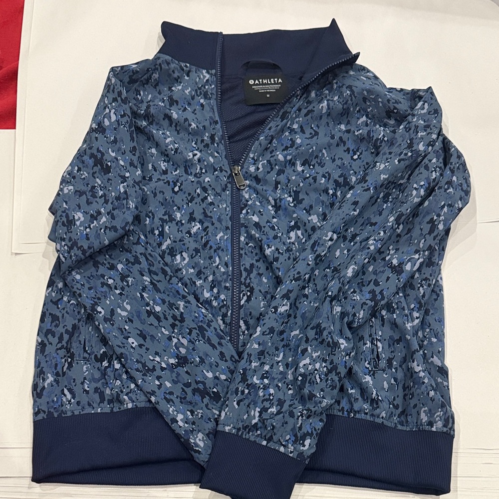Athleta Navy Camo Full-Zip Jacket